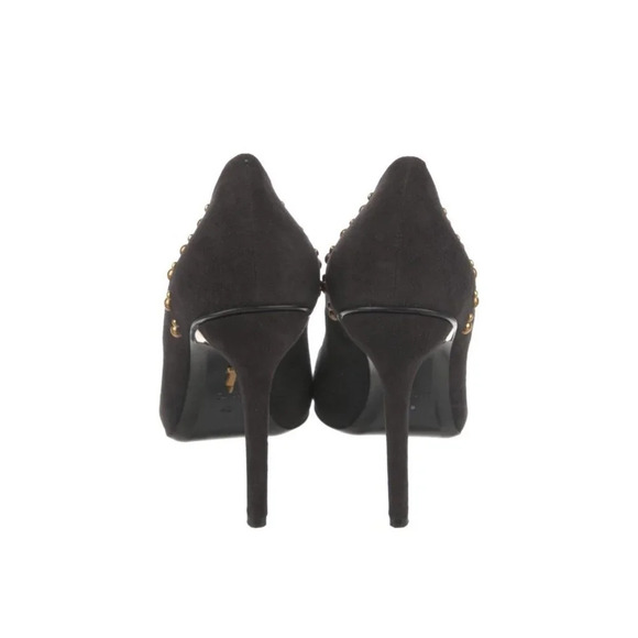 Maiyet Luxury Black Suede Gold Stud Heels Sz 40 - Picture 5 of 6
